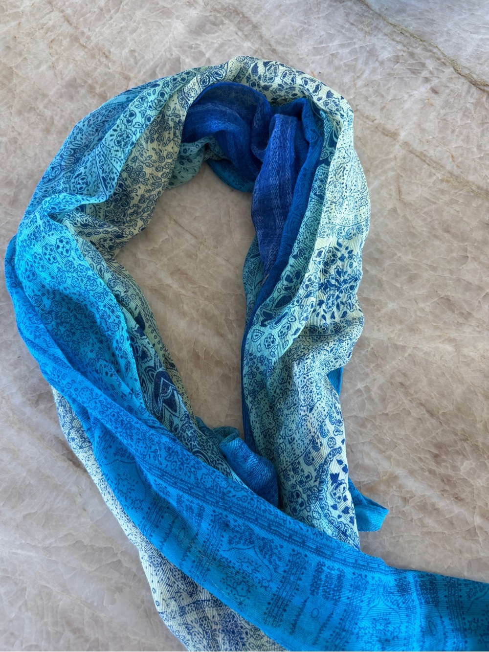 Lightweight Blue Patterned Women's Scarf